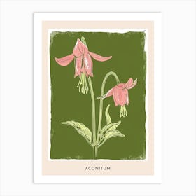 Pink & Green Aconitum 1 Flower Poster Art Print