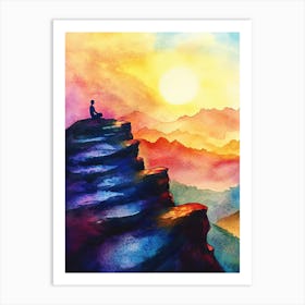 Mind Spiritual Human Meditation On Mountain Art Print