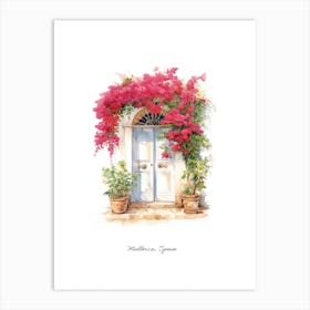 Mallorca, Spain   Mediterranean Doors Watercolour Painting 2 Poster Art Print