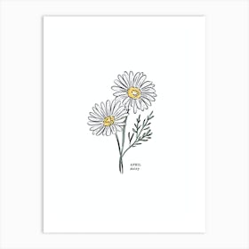 April Daisy Birth Flower 1 Art Print