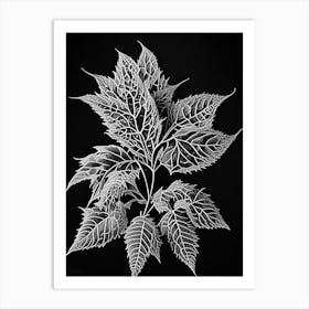 Pokeweed Leaf Linocut 2 Art Print