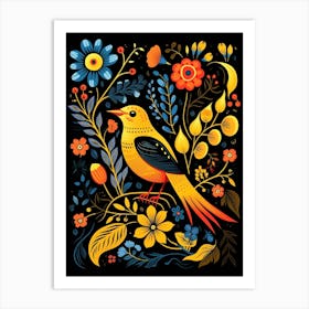 Folk Bird Illustration Yellowhammer 1 Art Print