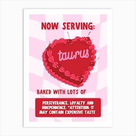 Taurus Cake Zodiac Art Print