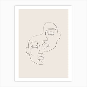 People Faces (line drawing) 1 Art Print