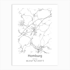 Homburg,Germany Minimalist Map Art Print