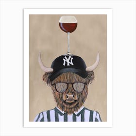 Yak With Wineglass Brown & Black Art Print