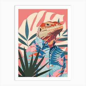 Lizard In A Floral Shirt Modern Colourful Abstract Illustration 2 Art Print