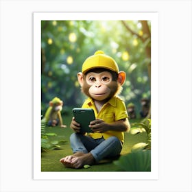 Monkey In The Jungle Art Print