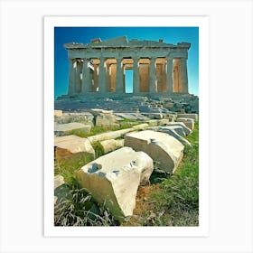 Greece, Athens, Acropolis, The Parthenon With Other Ruins Art Print