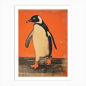 Penguin, Woodblock Animal Drawing 3 Art Print