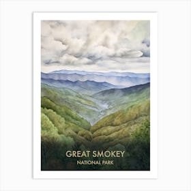 Great Smokey Park Watercolour 1 Art Print