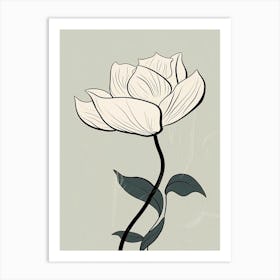 Line Art Lotus Flowers Illustration Neutral 2 Art Print