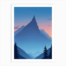 Misty Mountains Vertical Composition In Blue Tone 157 Art Print