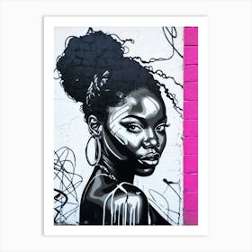 Graffiti Mural Of Beautiful Black Woman 286 Art Print