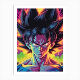 Goku Dragon Ball Z Neon Iridescent (4) Art Print