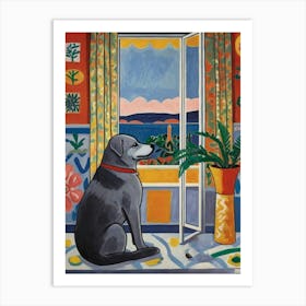 Dog Looking Out The Window Style Henri Matisse Art Print