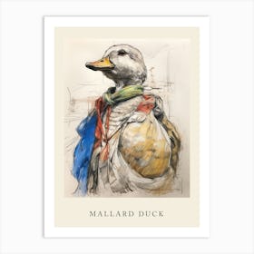 Beatrix Potter Inspired  Animal Watercolour Mallard Duck 2 Art Print