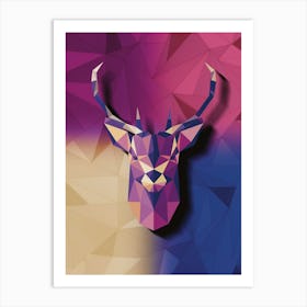 Purple polygonal Deer,geometrical animal art Art Print