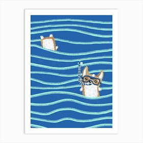 Corgi in waves Art Print