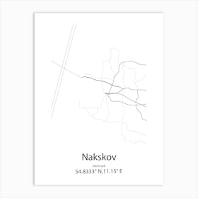 Nakskov,Denmark Minimalist Map Art Print