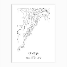 Opatija,Croatia Minimalist Map Art Print