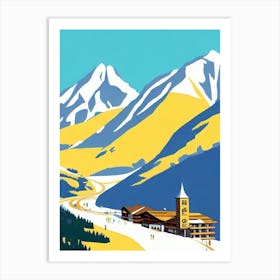 Andermatt 2, Switzerland Midcentury Vintage Skiing Poster Art Print