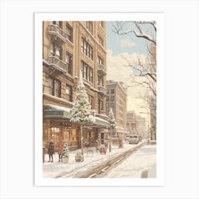 Vintage Winter Illustration Chicago Usa 1 Art Print