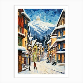 Cat In The Streets Of Banff   Canada With Snow 4 Art Print