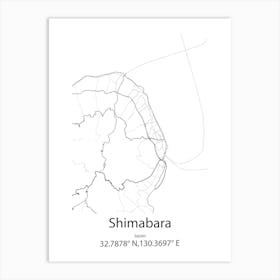 Shimabara,Japan Minimalist Map Art Print