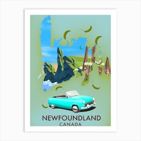 Newfoundland Canada Travel map Art Print