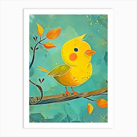 Yellow Bird On A Branch Art Print