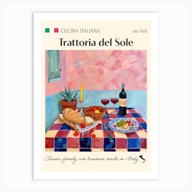 Trattoria Del Sole Trattoria Italian Poster Food Kitchen Art Print