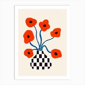 Poppies in Vase Cream Art Print