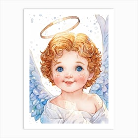 Illustration Of A Cherubic Cherub With A Smattering Of Freckles That Dot His Rosy Cheeks And Soft St Art Print