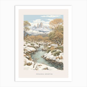 Vintage Winter Poster Patagonia Argentina 3 Art Print