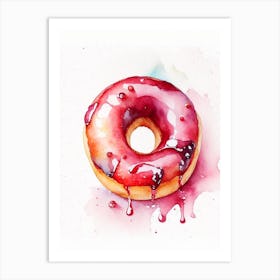 Cherry Filled Donut Cute Neon 1 Art Print