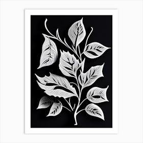 Cherry Leaf Linocut 1 Art Print