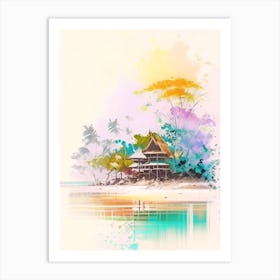 Koh Rong Cambodia Watercolour Pastel Tropical Destination Art Print