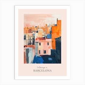 Mornings In Barcelona Rooftops Morning Skyline 3 Art Print