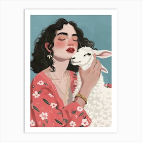 Girl With A Sheep 2 Art Print