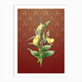 Vintage Sabot des Alpes Botanical on Falu Red Pattern n.2026 Art Print