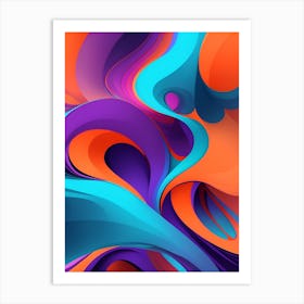 Abstract Colorful Waves Vertical Composition 2 Art Print