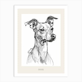 Short Haired Dog Black & White Line Art Poster Art Print