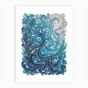 Blue And White Swirls Art Print