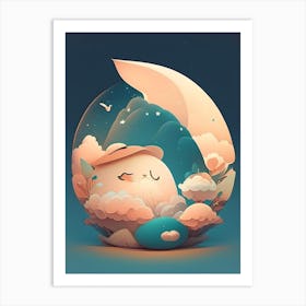 Gibbous Kawaii Kids Space Art Print