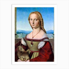 Young Woman With Unicorn, Raphael Art Print