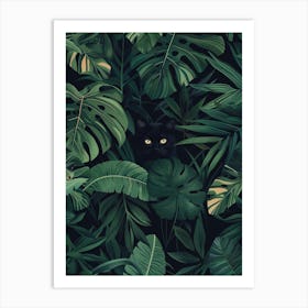 Black Cat In The Jungle 1 Art Print