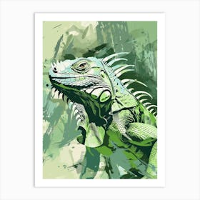 Green Iguana Modern Illustration 2 Art Print