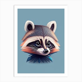 Blue Raccoon Cute Digita Art Print