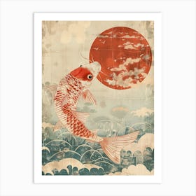 Koi Fish Japan Travel Mid Century Modern Art Print